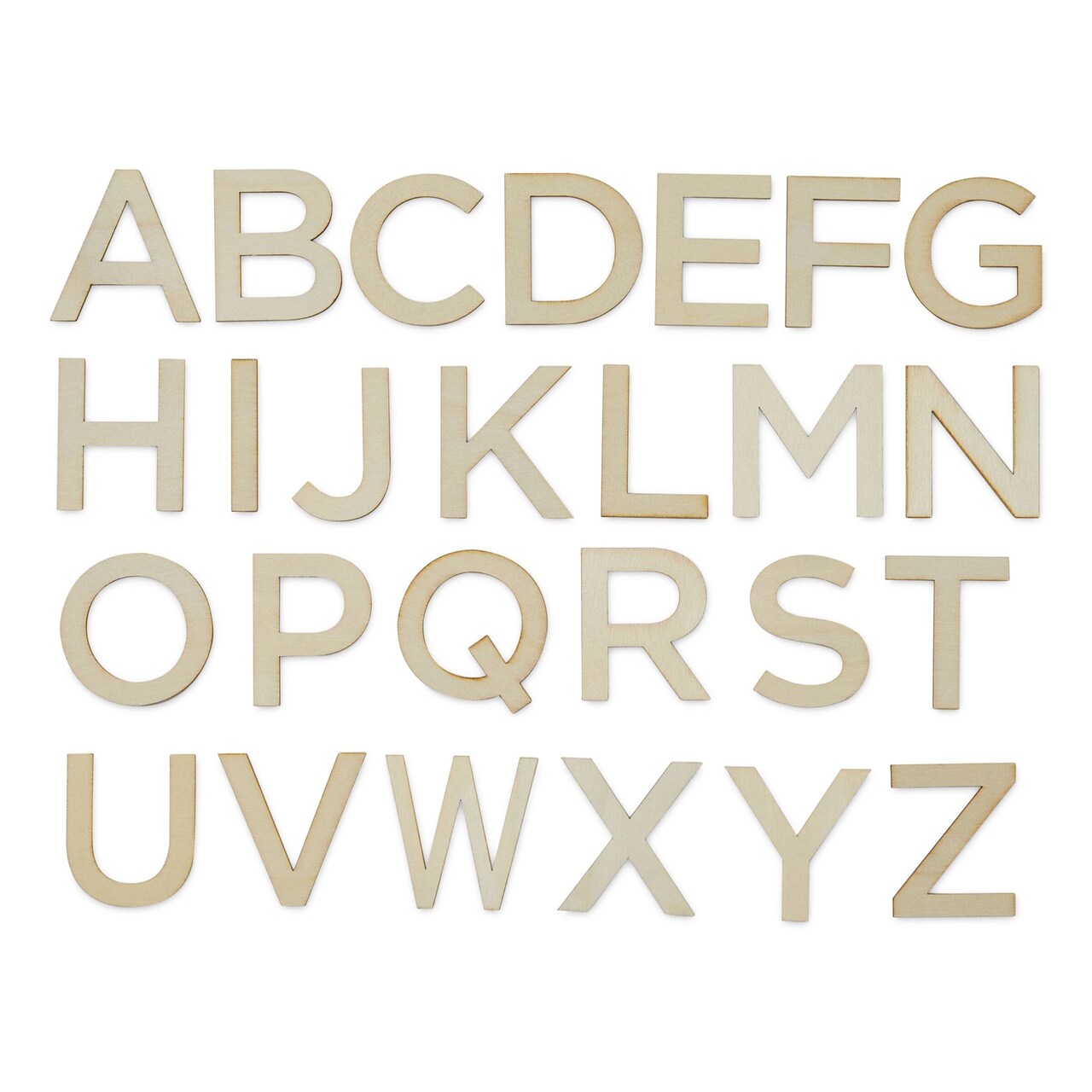Park Lane Unfinished Wood Letters - Uppercase, Wide Sans Serif, Pkg of 26